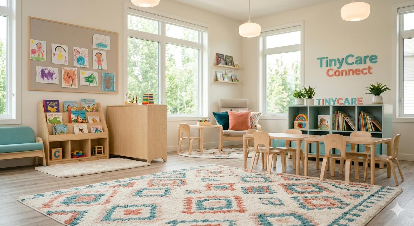Bright, welcoming daycare room ready for families — list your space on TinyCare Connect