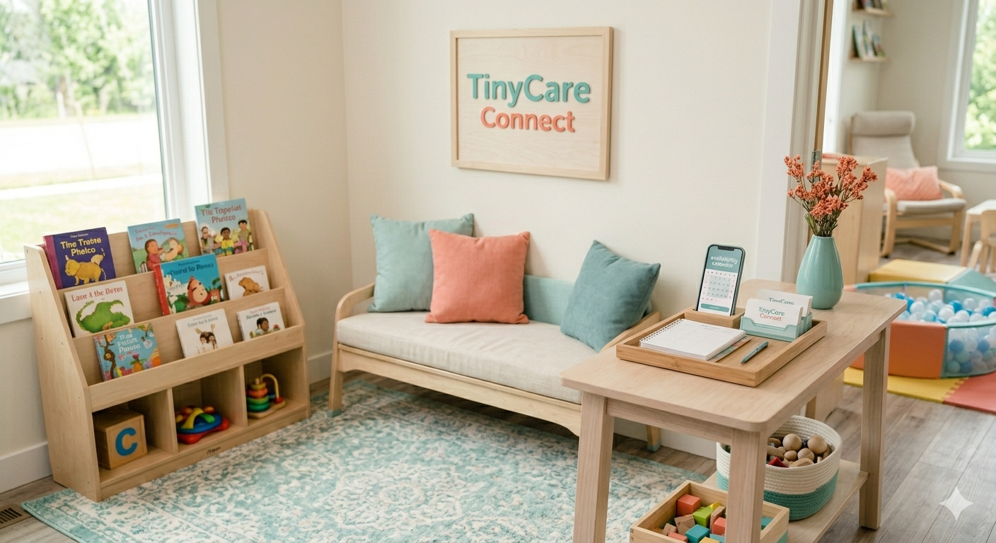 Calm, welcoming reading nook — a peaceful space to plan your childcare